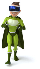 Plakat Fun 3D Illustration of a superhero with a VR Helmet