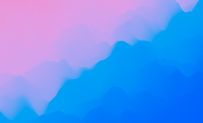 abstract design of flat mountains in gradient color from blue to pink