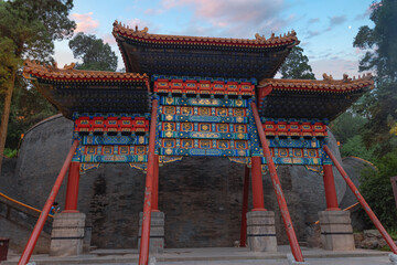 Gate in Chinese historical architectural style Beijing.