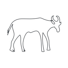 bull one line cave drawing vector illustration