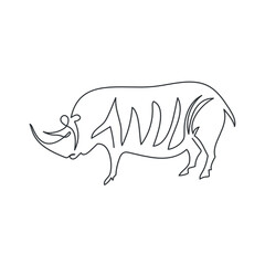 rhinoceros one line cave drawing vector illustration