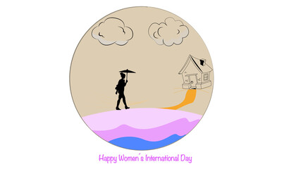 Illustration of the 8th of March International Women's Day with Free Woman Profile. Happy Women's Day Concept 2021.