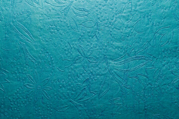 Beautiful cyan or teal color handmade paper texture with veins and fibers. Useful for background,...