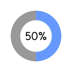 50 percent, circle percentage diagram on white background vector illustration.