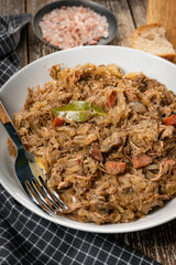 Bigos - sauerkraut stewed with meat, dried mushrooms and sausage.