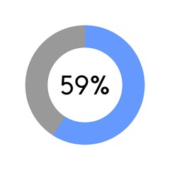 59 percent, circle percentage diagram on white background vector illustration.