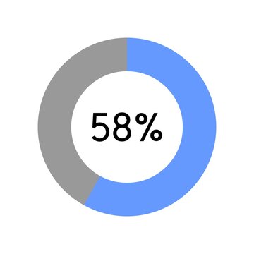 58 percent, circle percentage diagram on white background vector illustration.