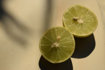 lemon halves with selective focus