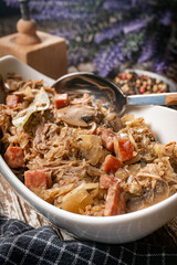Bigos - sauerkraut stewed with meat, dried mushrooms and sausage.