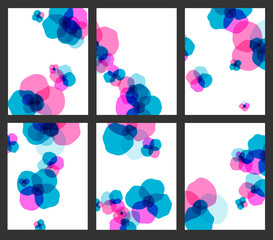 Set of patterns with abstract colored flowers, suitable for branding, flyers, booklets and prints
