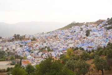 Fototapeta na wymiar モロッコ旅行で青の街シャウエンを散策