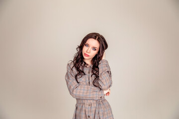 businesswoman isolated over gray white background