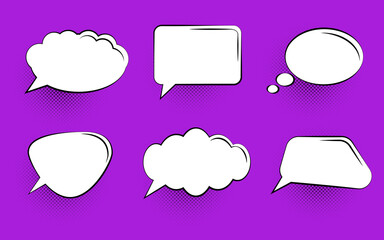 Comic Speech Bubble Set on violet background