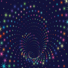 Tunnel or wormhole. Digital wireframe tunnel. Background abstract vector image