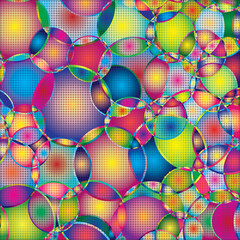 Bright, full color abstract seamless background. Grungy Spheres with a gradient