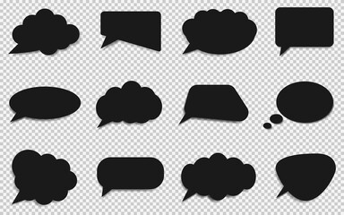 Set of silhouette figured speech bubbles black