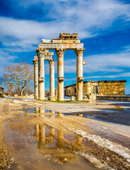 Fototapeta premium The Monumental City Gate of ( Uzuncaburc ) Ancient City in Mersin Province 