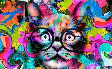 Fototapeta na wymiar cat and colorful background