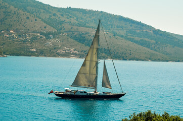 Fototapeta na wymiar sailing boat in Plataria Epirus Greece summer holidays