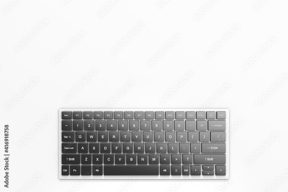 Fototapete Computer keyboard on the table. Top view. Copy space.