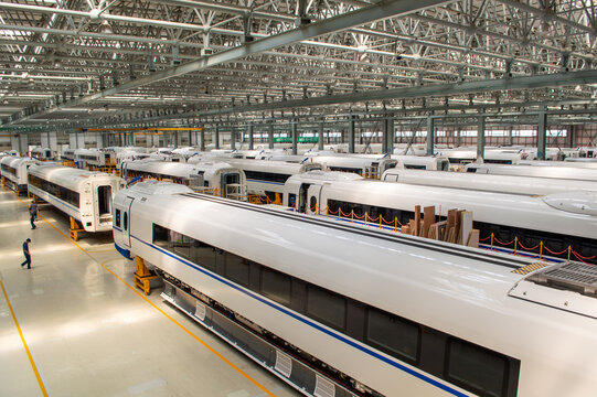 Production hall of CRRC Changchun Railway Vehicles Co. Ltd, leading Chinese manufacturer of high-speed trains, metro and railway in Changchun, Jilin province of China on July 11, 2015