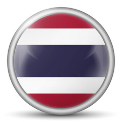 Glass light ball with flag of Thailand. Round sphere, template icon. National symbol. Glossy realistic ball, 3D abstract vector illustration highlighted on a white background. Big bubble.