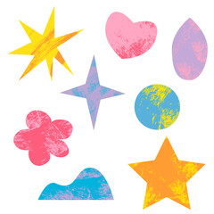 Set with paper cut elements. Different shapes and hand drawn textures. Creative fun collage.