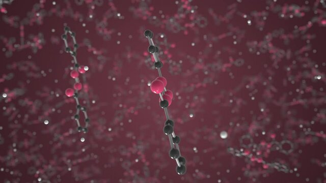 Benzoyl peroxide molecule. Ball-and-stick molecular model. Chemistry related looping 3d animation