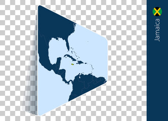 Jamaica map and flag on transparent background.