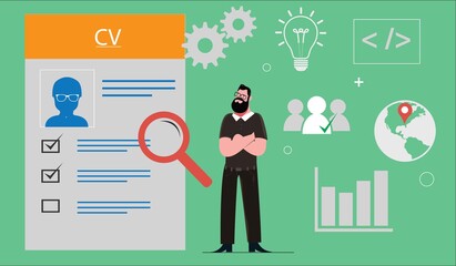 Job interview concept with business cv resume