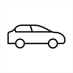 Sedan car flat icon. Pictogram for web. Line stroke. Isolated on white background. Vector eps10