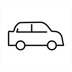 Sedan car flat icon. Pictogram for web. Line stroke. Isolated on white background. Vector eps10