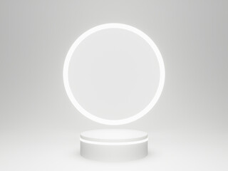 3D rendered white rounded podium.