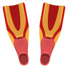 Swimming fins in cartoon style. Equipment for outdoor activities.