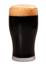 a glass of dark beer, isolated on a white background