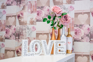love sign with flowers background