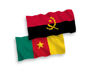 Flags of Cameroon and Angola on a white background