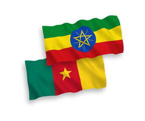 Flags of Cameroon and Ethiopia on a white background