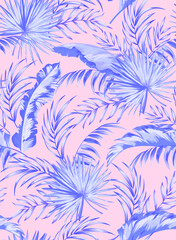 Tropical vector pattern with jungle leaves. Trendy summer print. Exotic seamless background.
