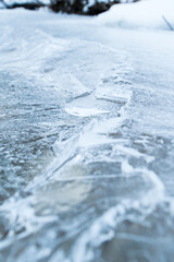 Close up of cracked ice