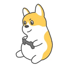 ぽっちゃりコーギーとゲーム(熱中)