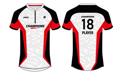 Sports jersey t shirt design concept vector template, Football jersey concept with front and back view for Soccer, Cricket, Volleyball, Rugby, tennis, badminton and active wear uniform.