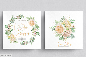 Elegant watercolor hand drawn floral wreaths and bouquets set