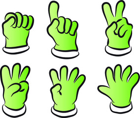 vector glove point finger number set