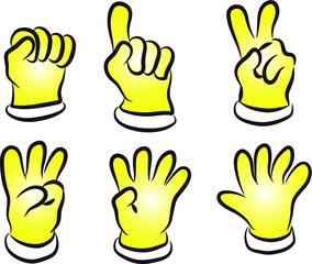 Fototapeta premium vector glove point finger number set