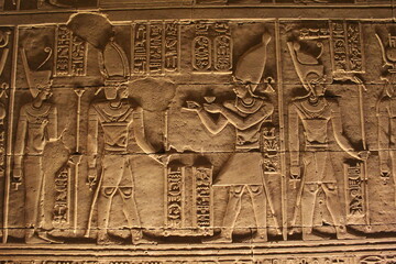 Wall carving in Kalabsha temple showing food offering in Aswan in Egypt