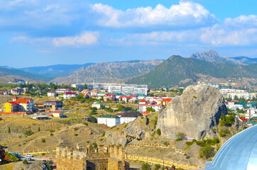 View of the city and mountains from the Genoese fortress, Sudak, Crimea