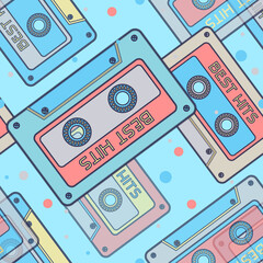 Back to 90's concept. Seamless Pattern. Pastel Background, Wallpaper