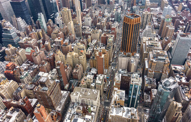 Fototapeta na wymiar Aerial view of New York City Manhattan with skyscrapers and streets.