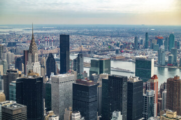 Fototapeta premium Aerial view of New York City Manhattan with skyscrapers and streets.